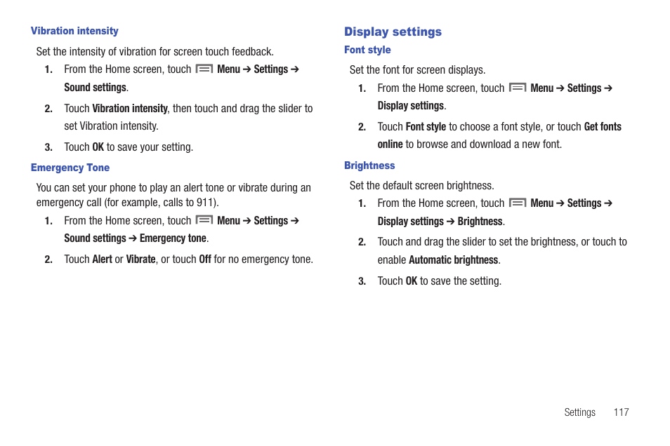 Display settings | Samsung SCH-S950RKATFN User Manual | Page 121 / 161