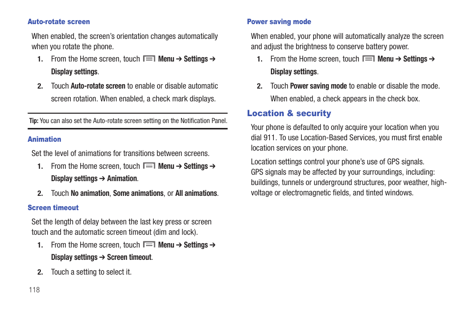 Location & security | Samsung SCH-S950RKATFN User Manual | Page 122 / 161