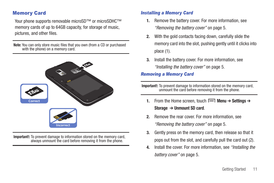 Memory card | Samsung SCH-S950RKATFN User Manual | Page 15 / 161