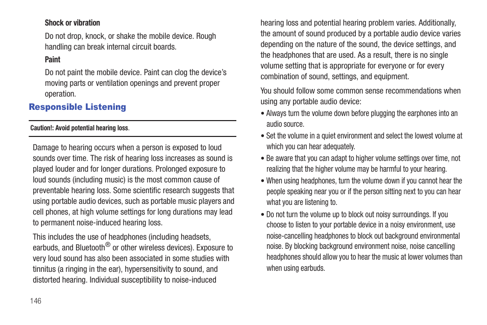 Responsible listening | Samsung SCH-S950RKATFN User Manual | Page 150 / 161