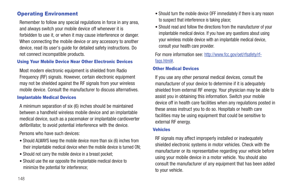 Operating environment | Samsung SCH-S950RKATFN User Manual | Page 152 / 161