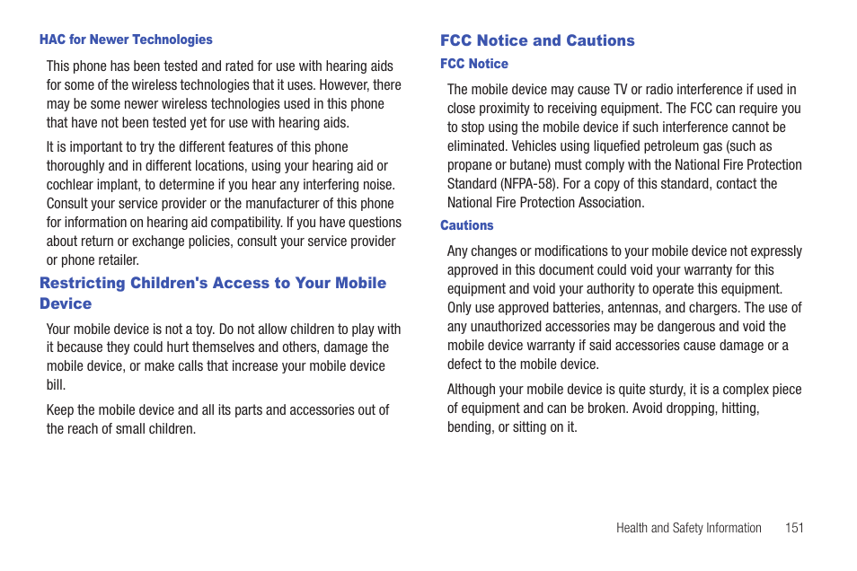 Fcc notice and cautions | Samsung SCH-S950RKATFN User Manual | Page 155 / 161