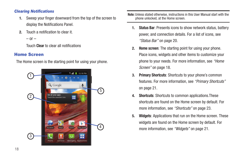 Home screen | Samsung SCH-S950RKATFN User Manual | Page 22 / 161