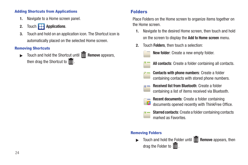 Folders | Samsung SCH-S950RKATFN User Manual | Page 28 / 161