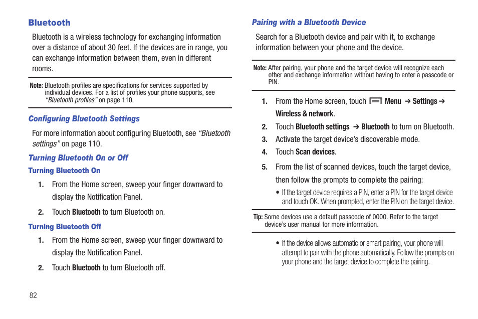 Bluetooth | Samsung SCH-S950RKATFN User Manual | Page 86 / 161