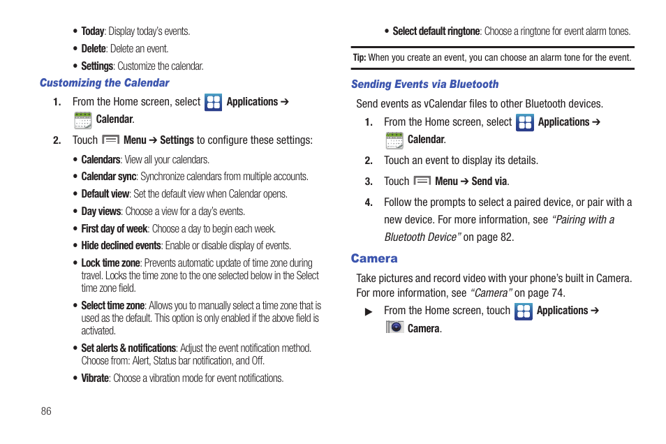 Camera | Samsung SCH-S950RKATFN User Manual | Page 90 / 161