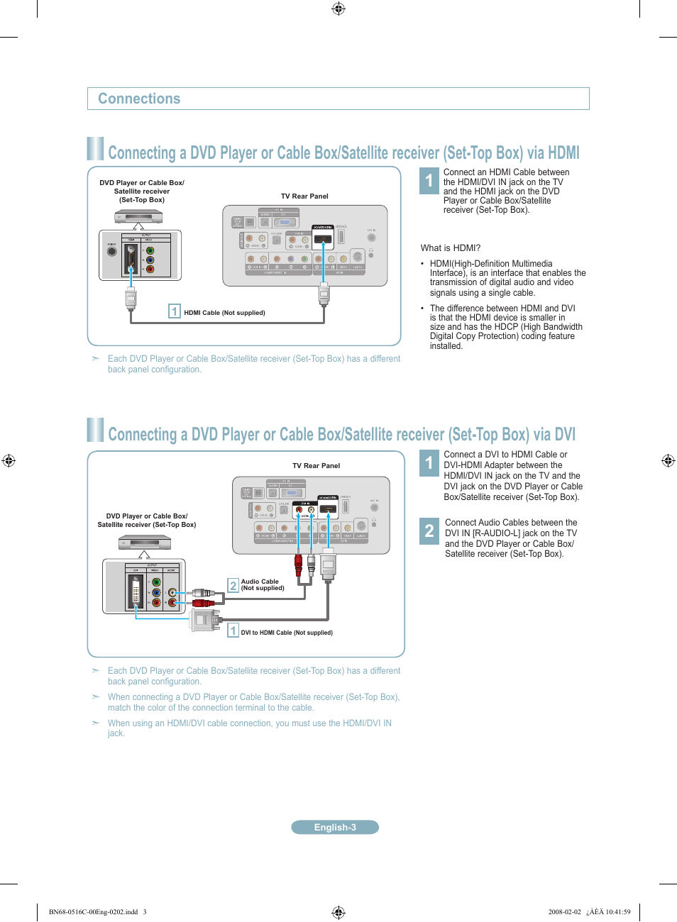 Connections | Samsung LN19A331J1DXZA User Manual | Page 3 / 12
