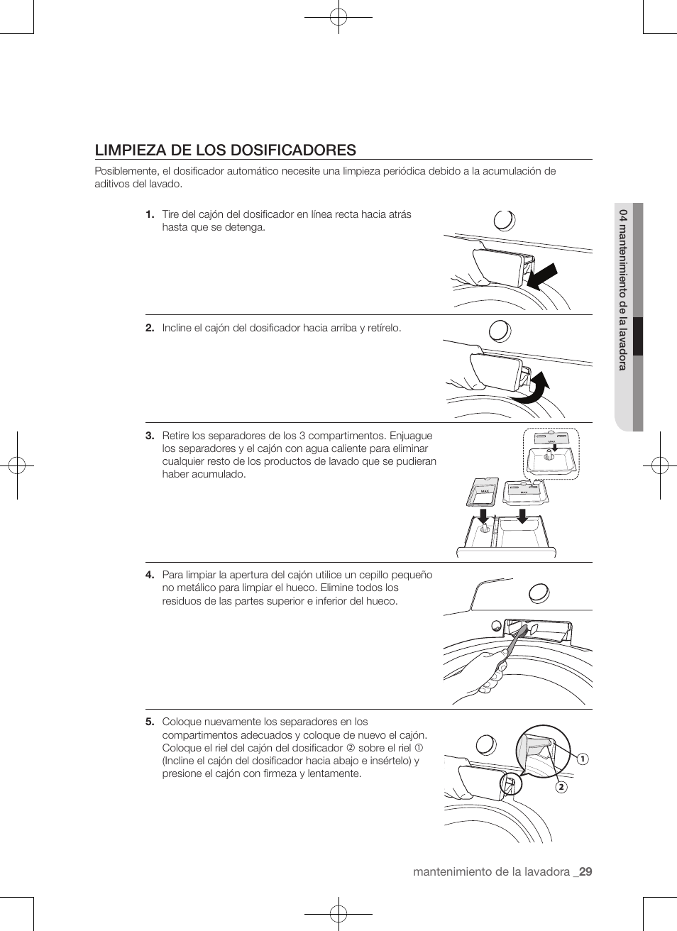 Limpieza de los dosificadores | Samsung WA50F9A7DSP-A2 User Manual | Page 117 / 132