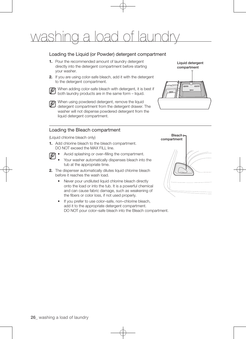 Washing a load of laundry | Samsung WA50F9A7DSP-A2 User Manual | Page 26 / 132