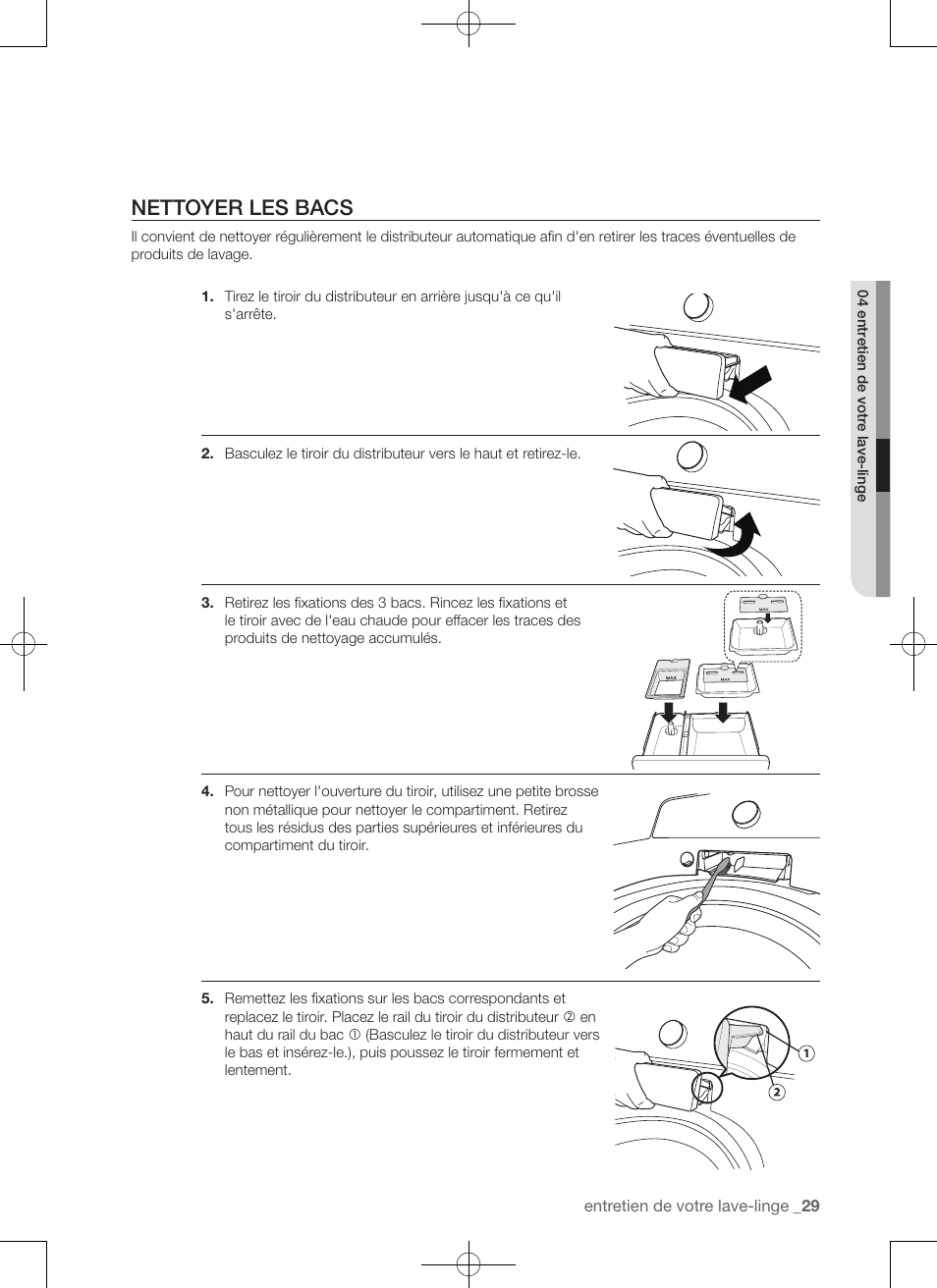 Nettoyer les bacs | Samsung WA50F9A7DSP-A2 User Manual | Page 73 / 132