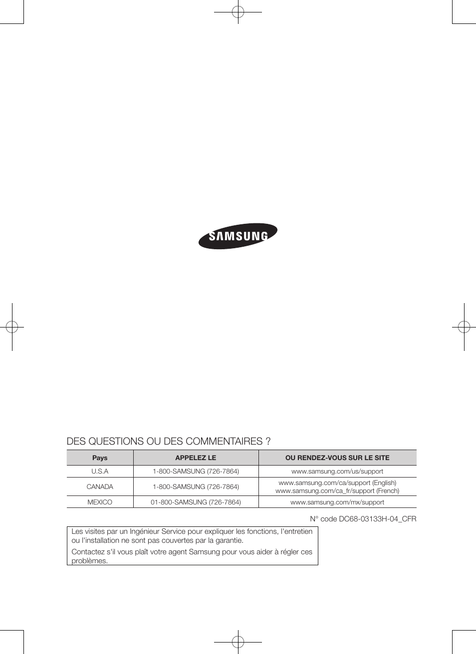 Des questions ou des commentaires | Samsung WA50F9A7DSP-A2 User Manual | Page 88 / 132