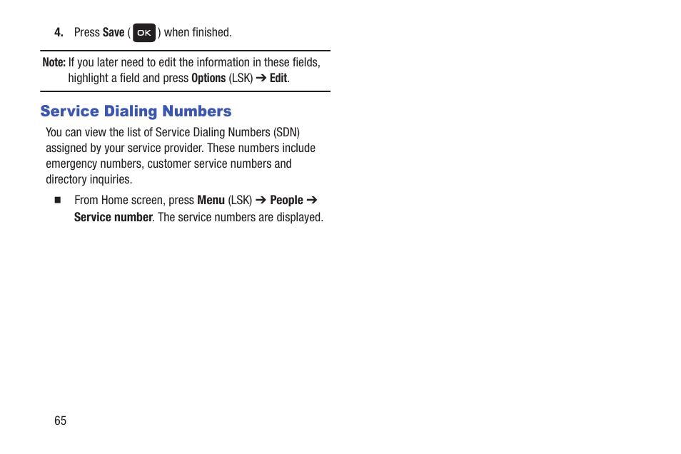 Service dialing numbers | Samsung SGH-T159YKBTMB User Manual | Page 70 / 173