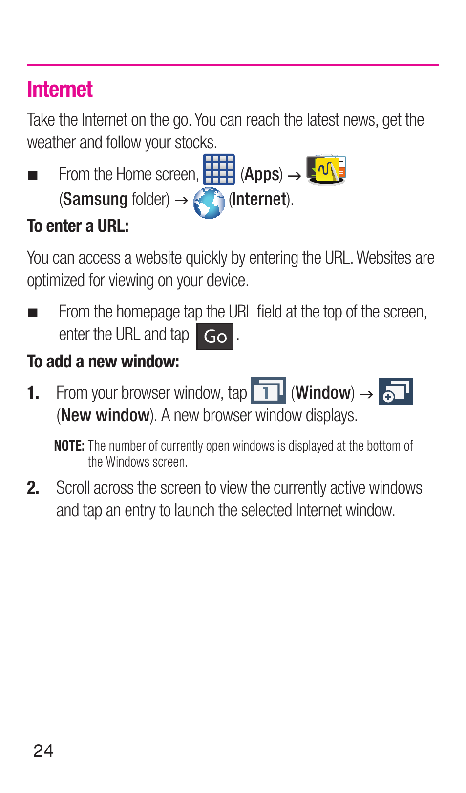 Internet | Samsung SM-N900TZWETMB User Manual | Page 25 / 35