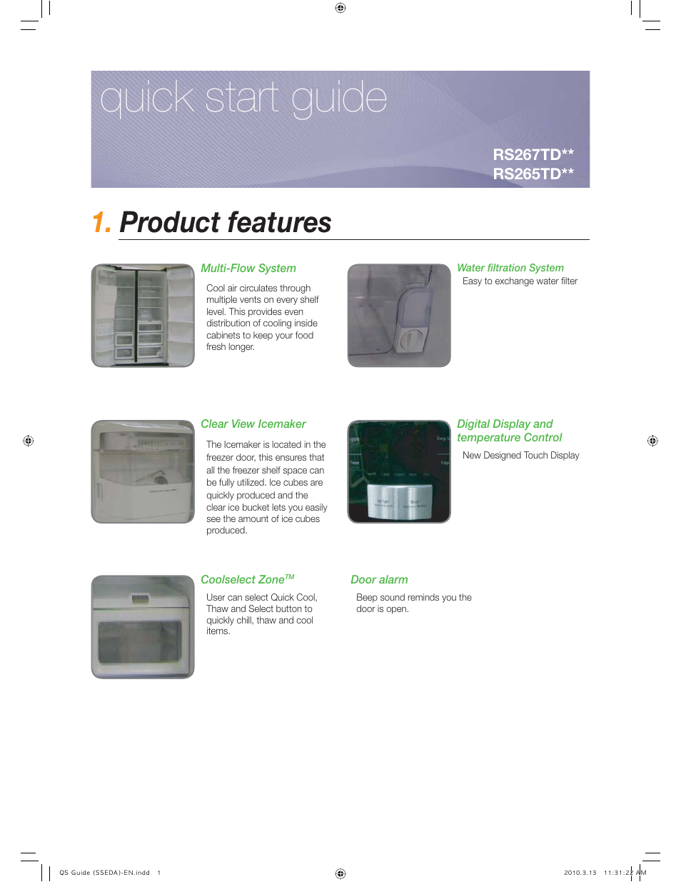 Samsung RS265TDBP-XAA User Manual | 10 pages