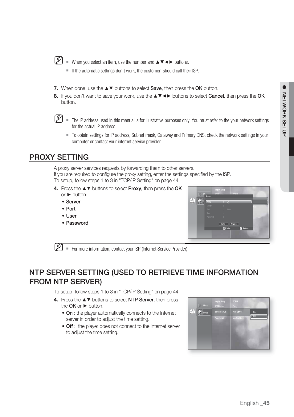 Proxy setting, English | Samsung BD-P1500-XAA User Manual | Page 45 / 67