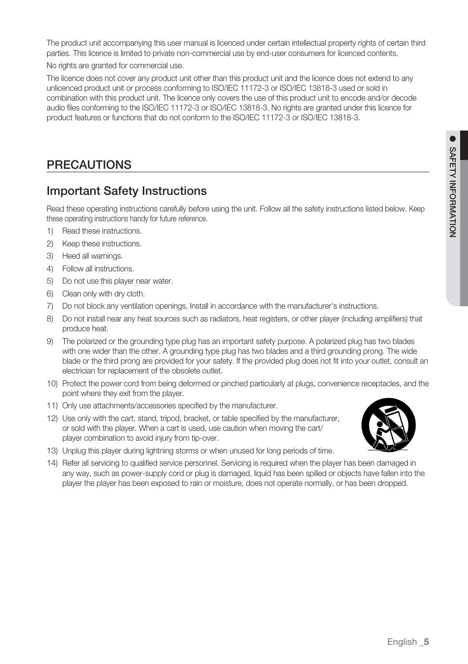 Precautions, Precautions important safety instructions | Samsung BD-P1500-XAA User Manual | Page 5 / 67