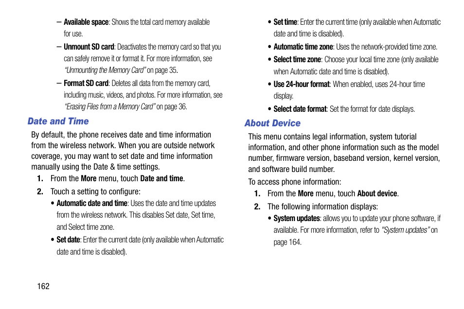 Date and time, About device | Samsung SCH-L710MBBXAR User Manual | Page 168 / 176