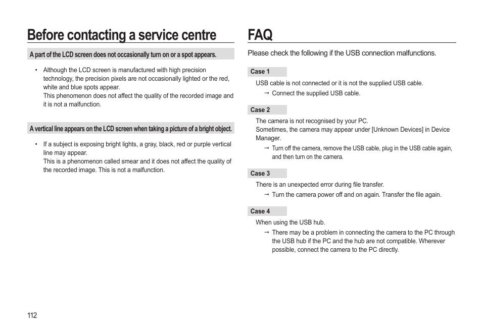 Before contacting a service centre | Samsung EC-HZ15WABP-US User Manual | Page 113 / 117