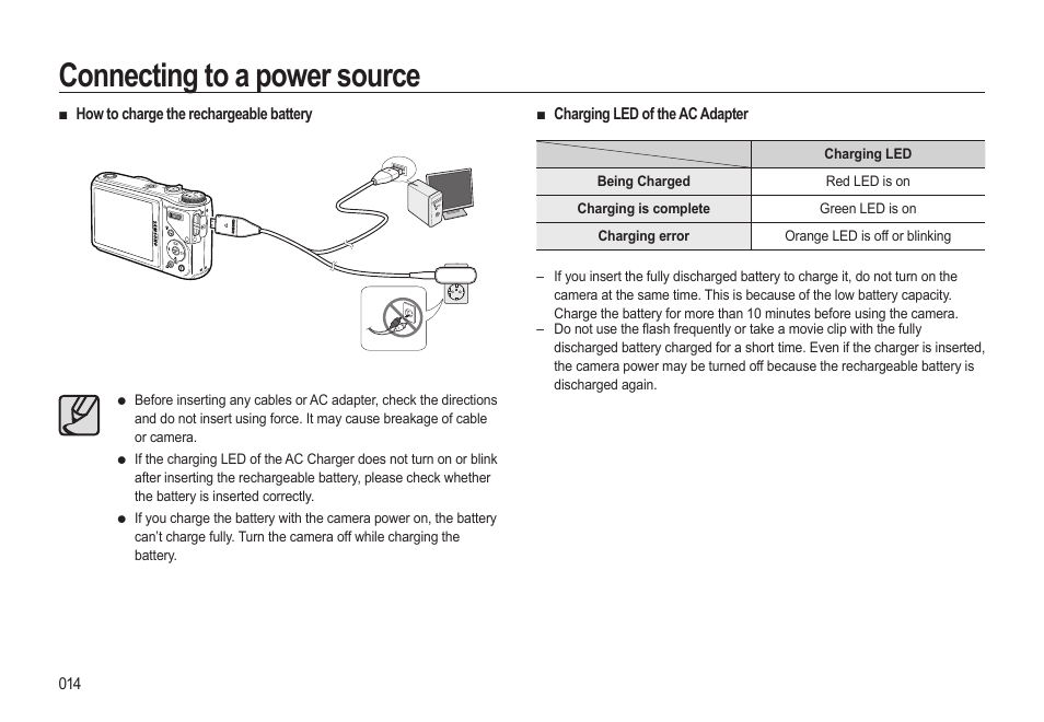 Connecting to a power source | Samsung EC-HZ15WABP-US User Manual | Page 15 / 117