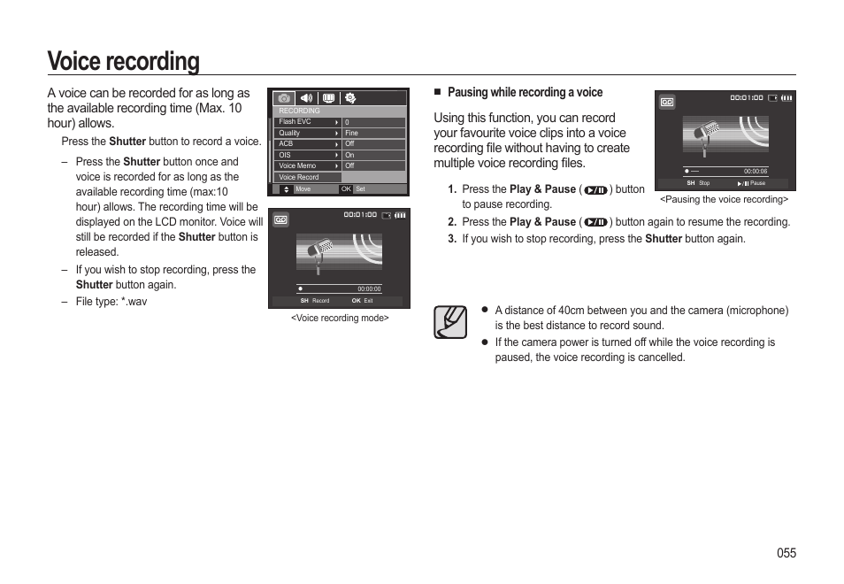 Voice recording | Samsung EC-HZ15WABP-US User Manual | Page 56 / 117