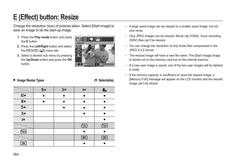 E (effect) button: resize | Samsung EC-HZ15WABP-US User Manual | Page 65 / 117