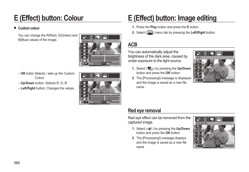 Red eye removal, Custom colour | Samsung EC-HZ15WABP-US User Manual | Page 67 / 117