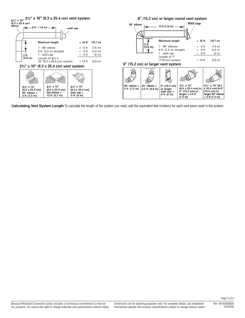 6" (15.2 cm) or larger vent system, 6" (15.2 cm) or larger round vent system | Amana UXT5336AD User Manual | Page 2 / 2