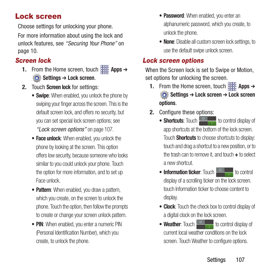 Lock screen | Samsung SPH-M840MBAVMU User Manual | Page 111 / 168