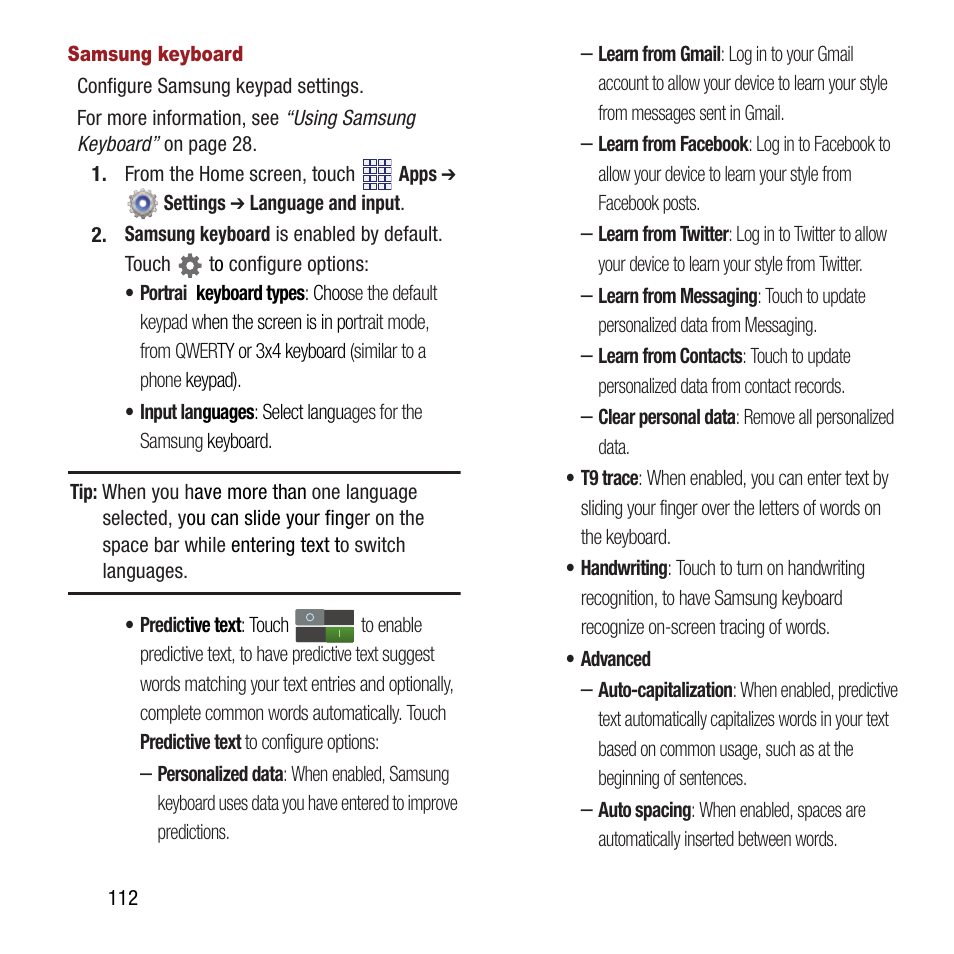 See “samsung keyboard | Samsung SPH-M840MBAVMU User Manual | Page 116 / 168