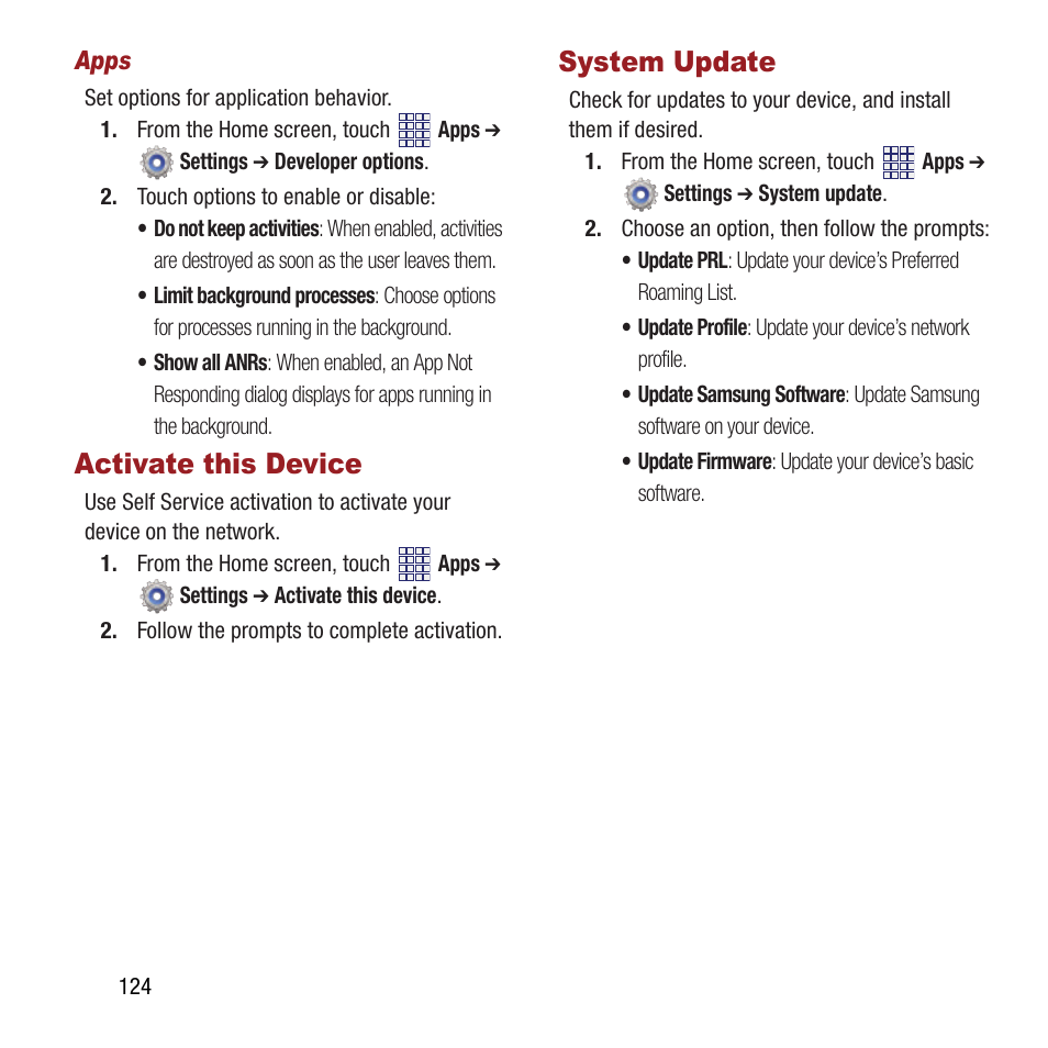 Activate this device, System update, Activate this device system update | Samsung SPH-M840MBAVMU User Manual | Page 128 / 168