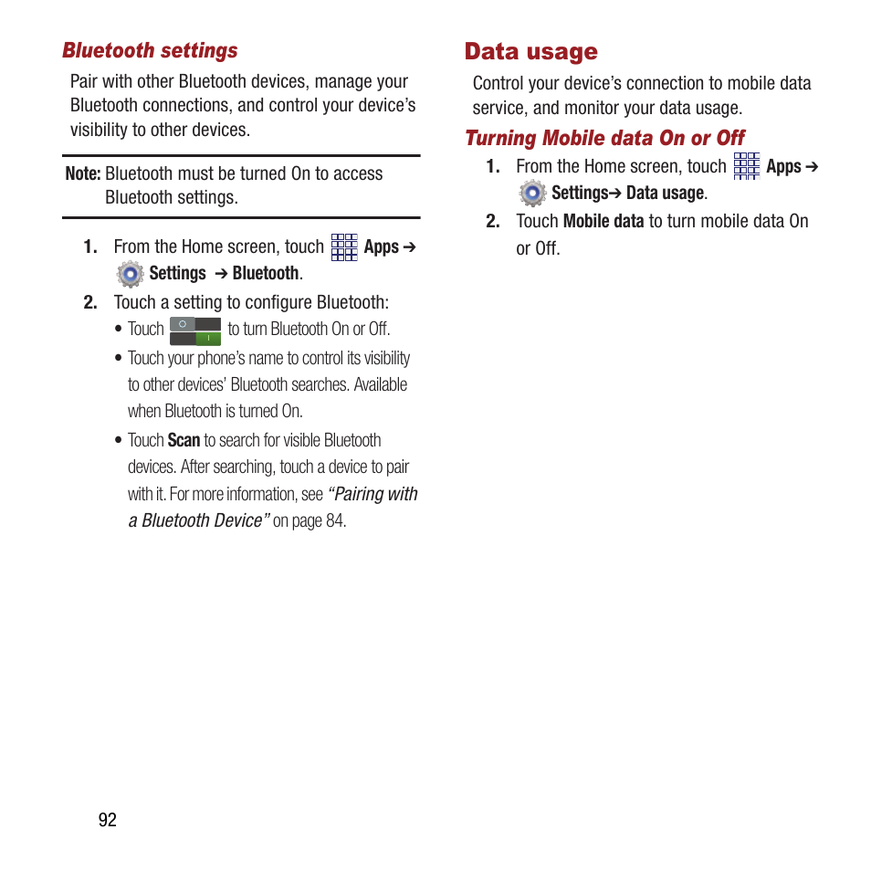 Data usage | Samsung SPH-M840MBAVMU User Manual | Page 96 / 168