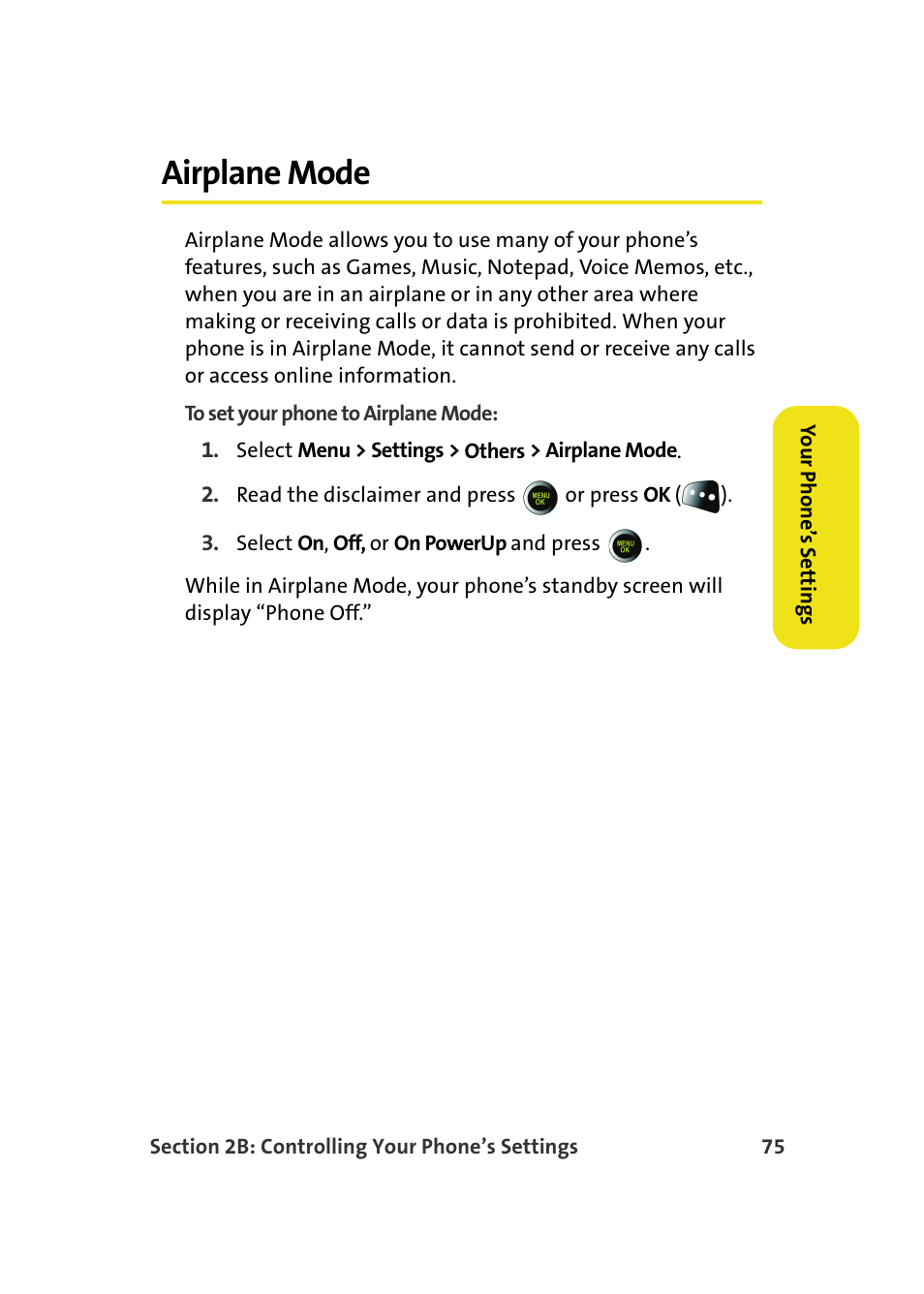 Airplane mode | Samsung SPH-M610DAASPR User Manual | Page 101 / 272