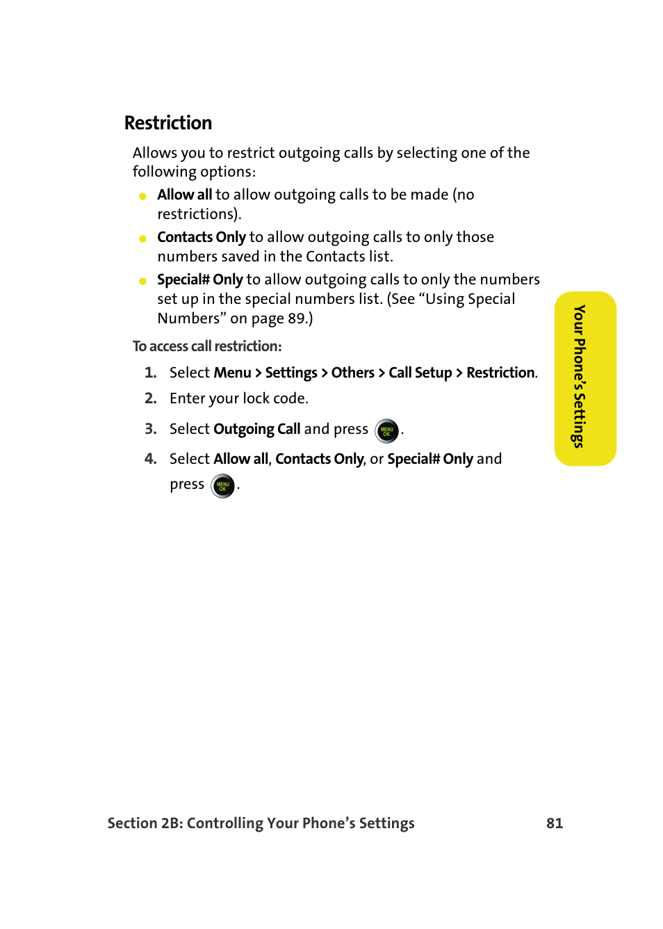Restriction | Samsung SPH-M610DAASPR User Manual | Page 107 / 272