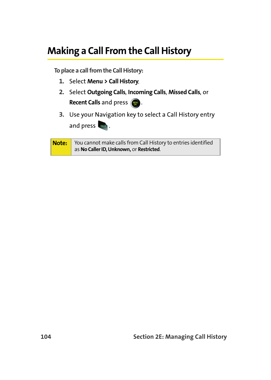 Making a call from the call history | Samsung SPH-M610DAASPR User Manual | Page 130 / 272
