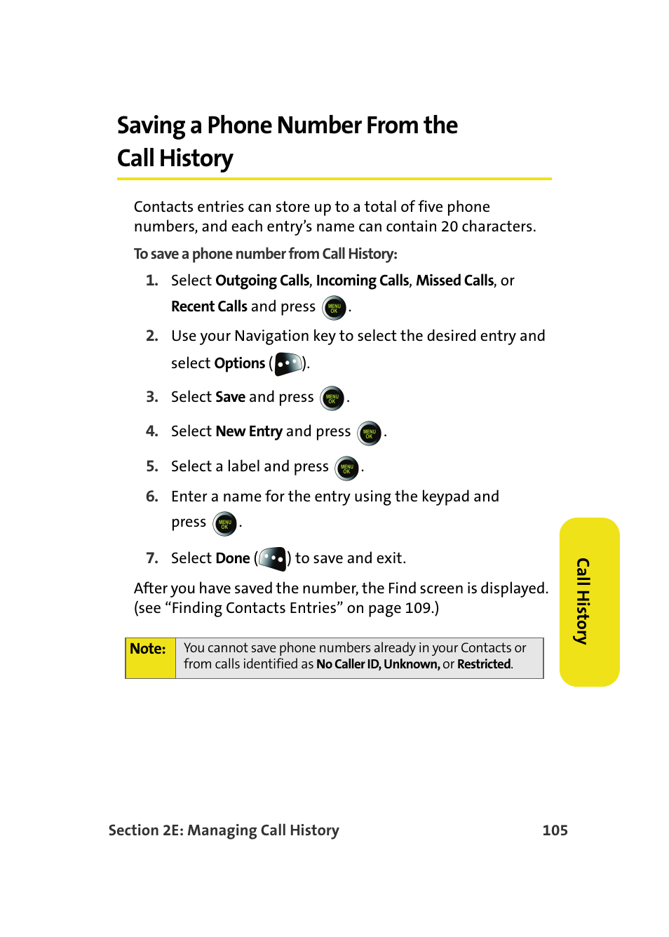 Saving a phone number from the call history | Samsung SPH-M610DAASPR User Manual | Page 131 / 272