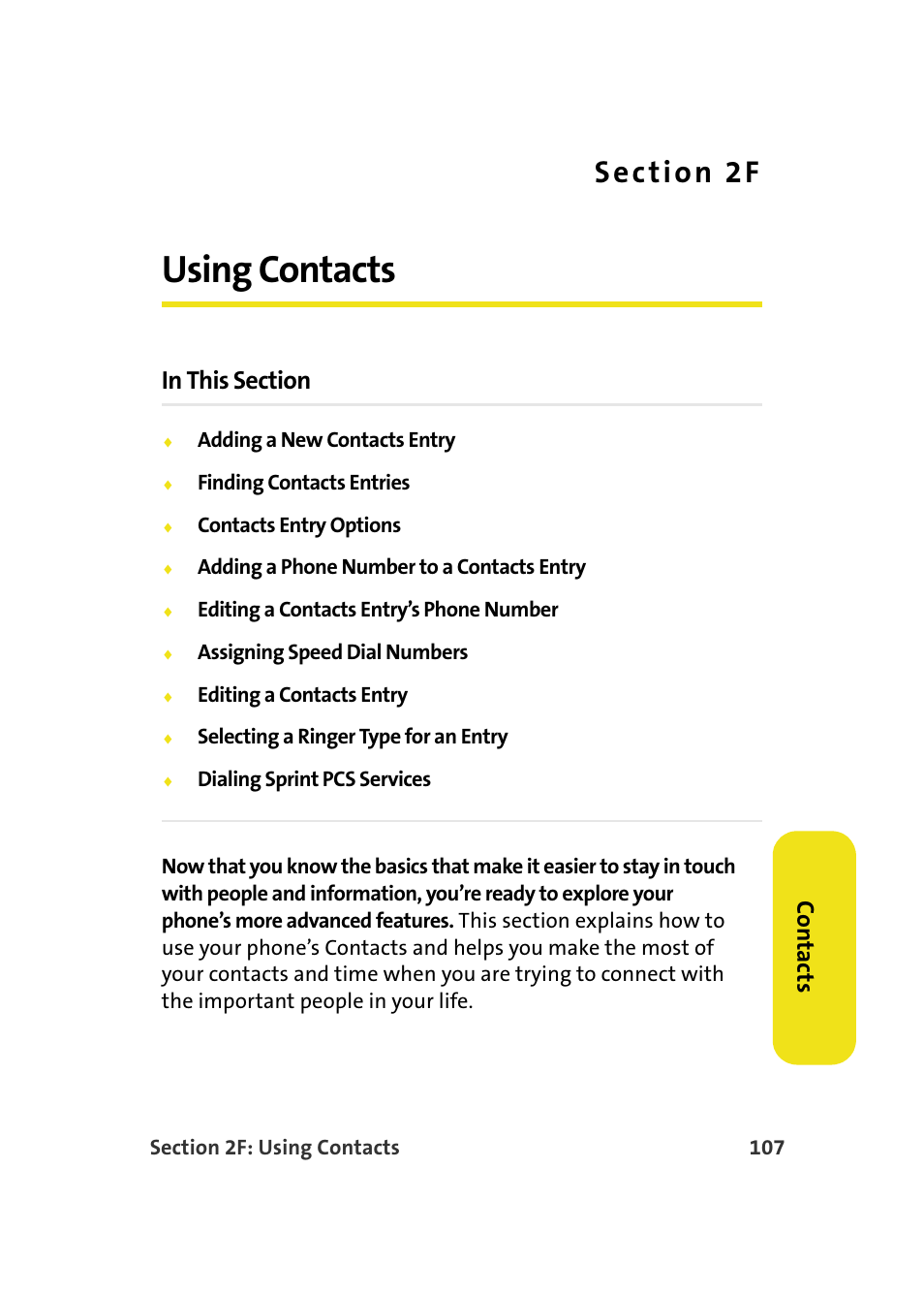 Using contacts, 2f. using contacts, Co n ta ct s | Samsung SPH-M610DAASPR User Manual | Page 133 / 272