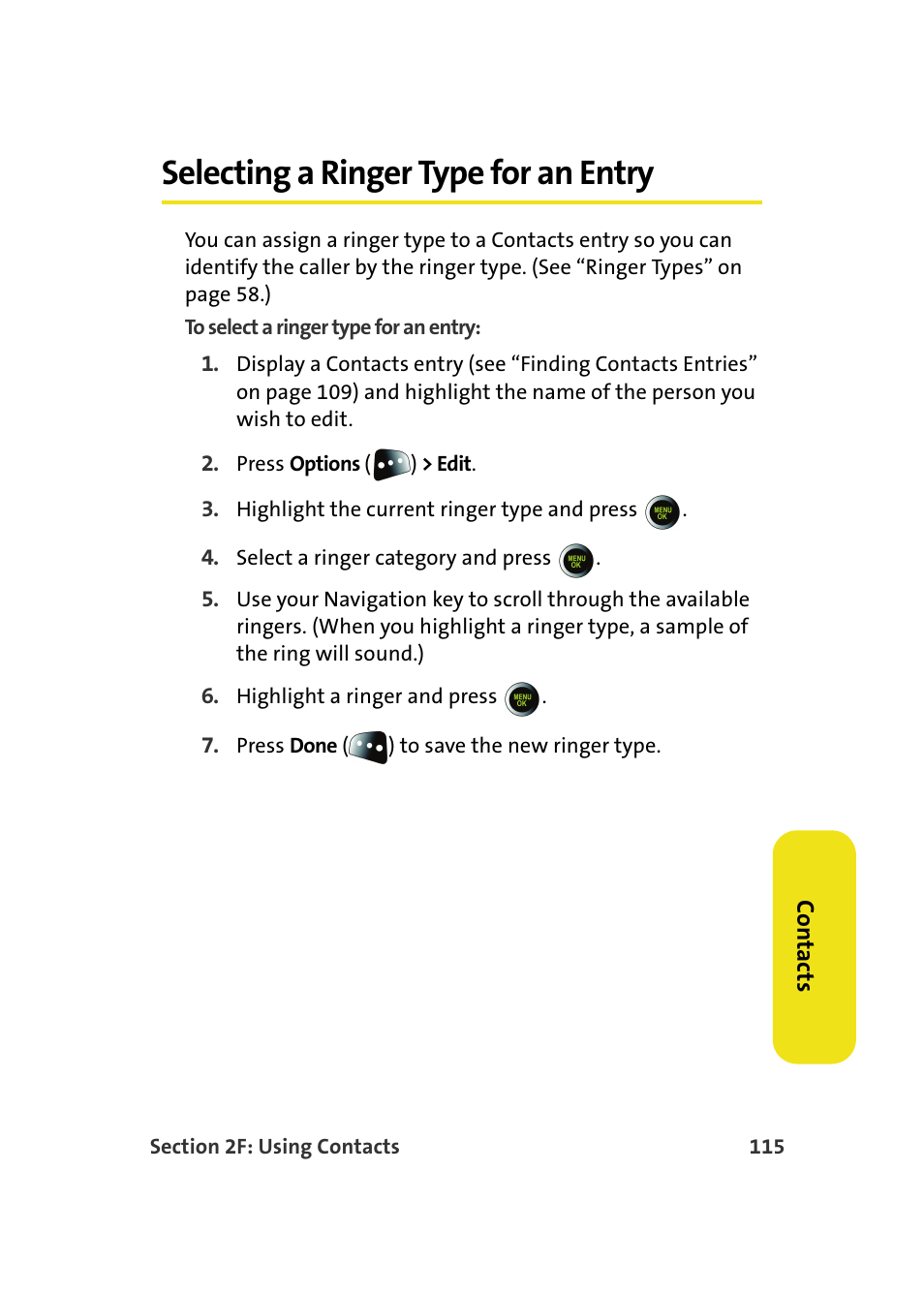 Selecting a ringer type for an entry | Samsung SPH-M610DAASPR User Manual | Page 141 / 272