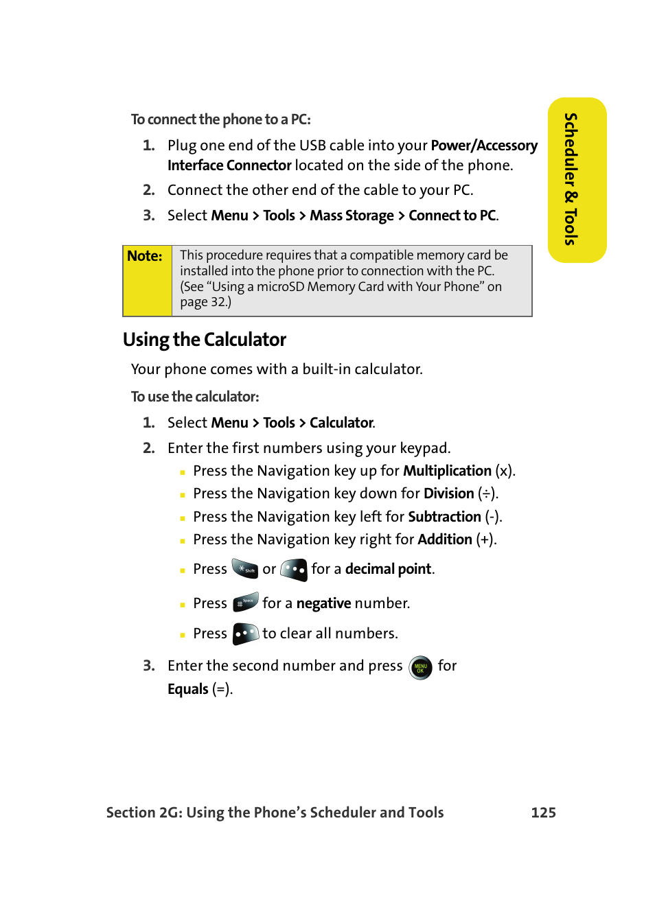 Using the calculator, Scheduler & to ols | Samsung SPH-M610DAASPR User Manual | Page 151 / 272