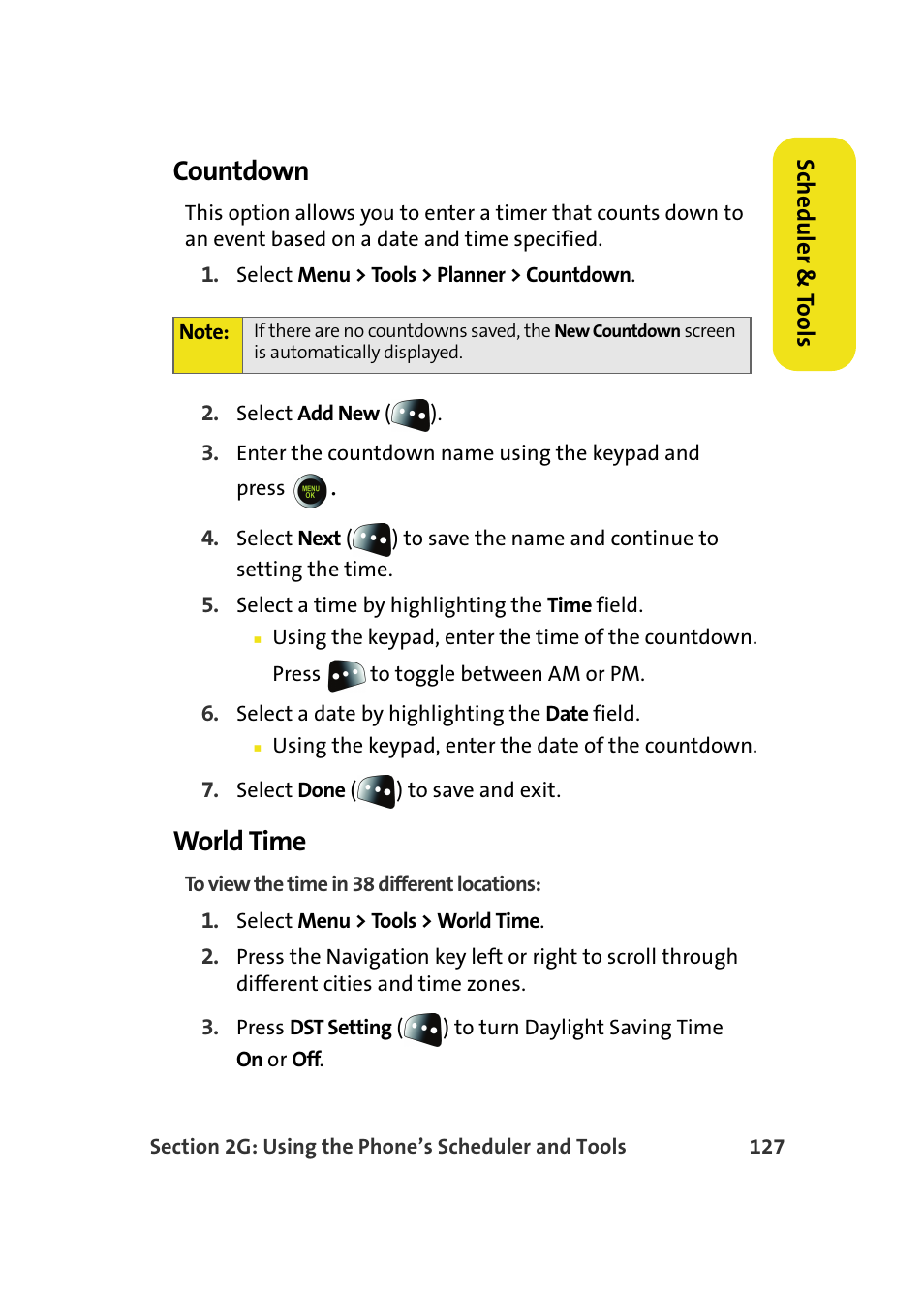 Countdown, World time | Samsung SPH-M610DAASPR User Manual | Page 153 / 272