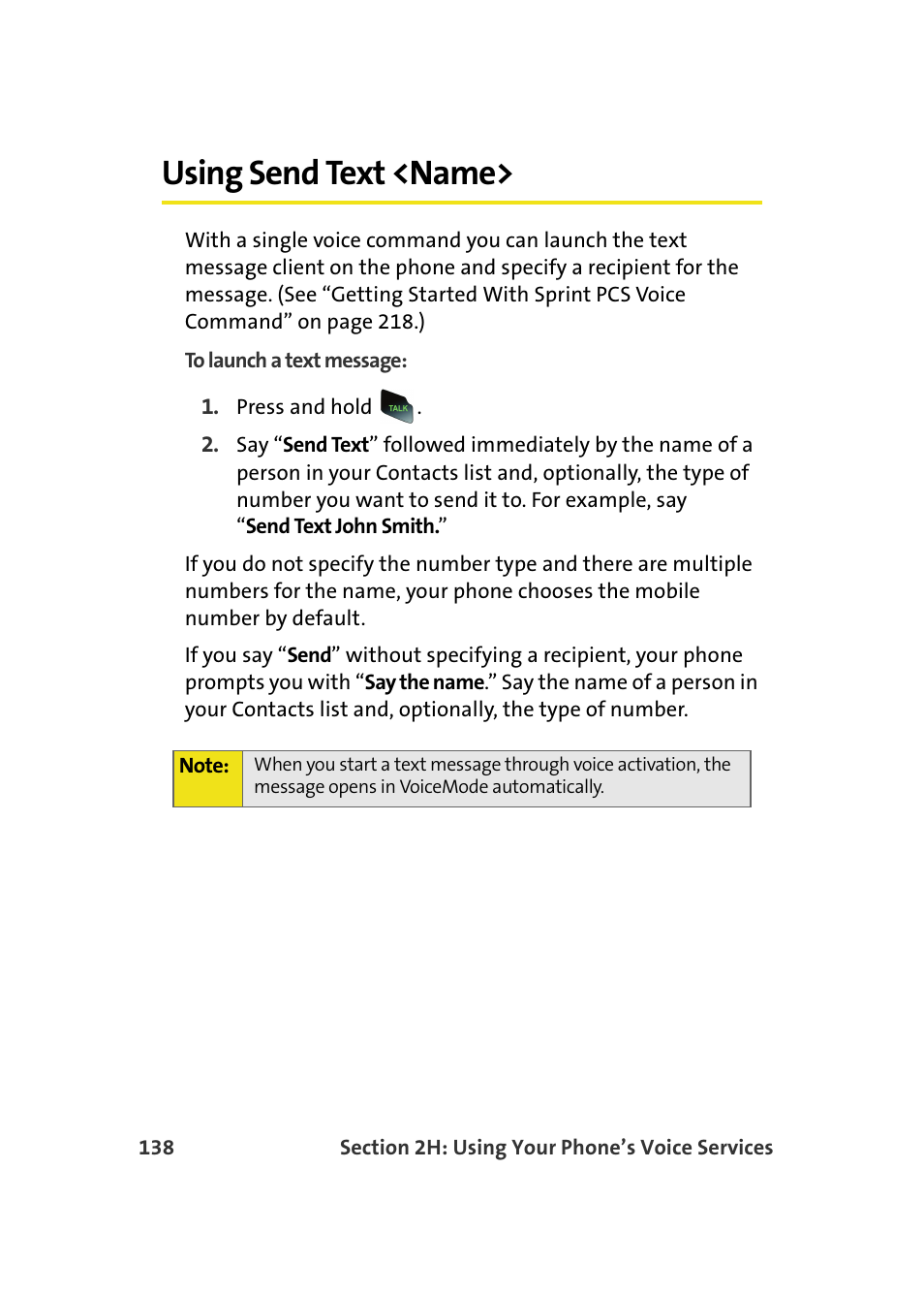 Using send text <name | Samsung SPH-M610DAASPR User Manual | Page 164 / 272