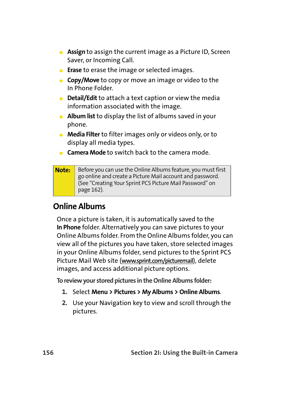 Online albums | Samsung SPH-M610DAASPR User Manual | Page 182 / 272