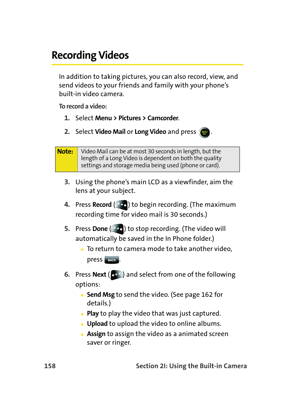 Recording videos | Samsung SPH-M610DAASPR User Manual | Page 184 / 272