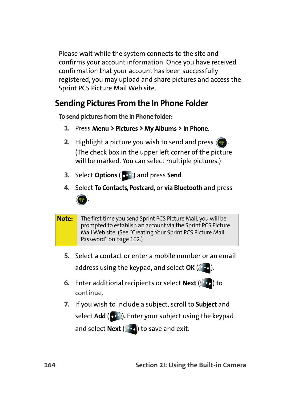 Sending pictures from the in phone folder | Samsung SPH-M610DAASPR User Manual | Page 190 / 272