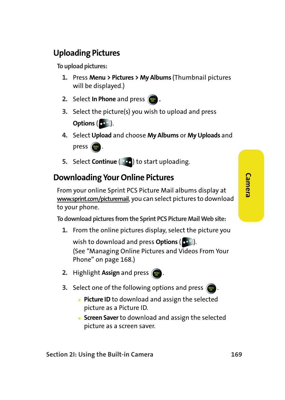 Uploading pictures, Downloading your online pictures | Samsung SPH-M610DAASPR User Manual | Page 195 / 272