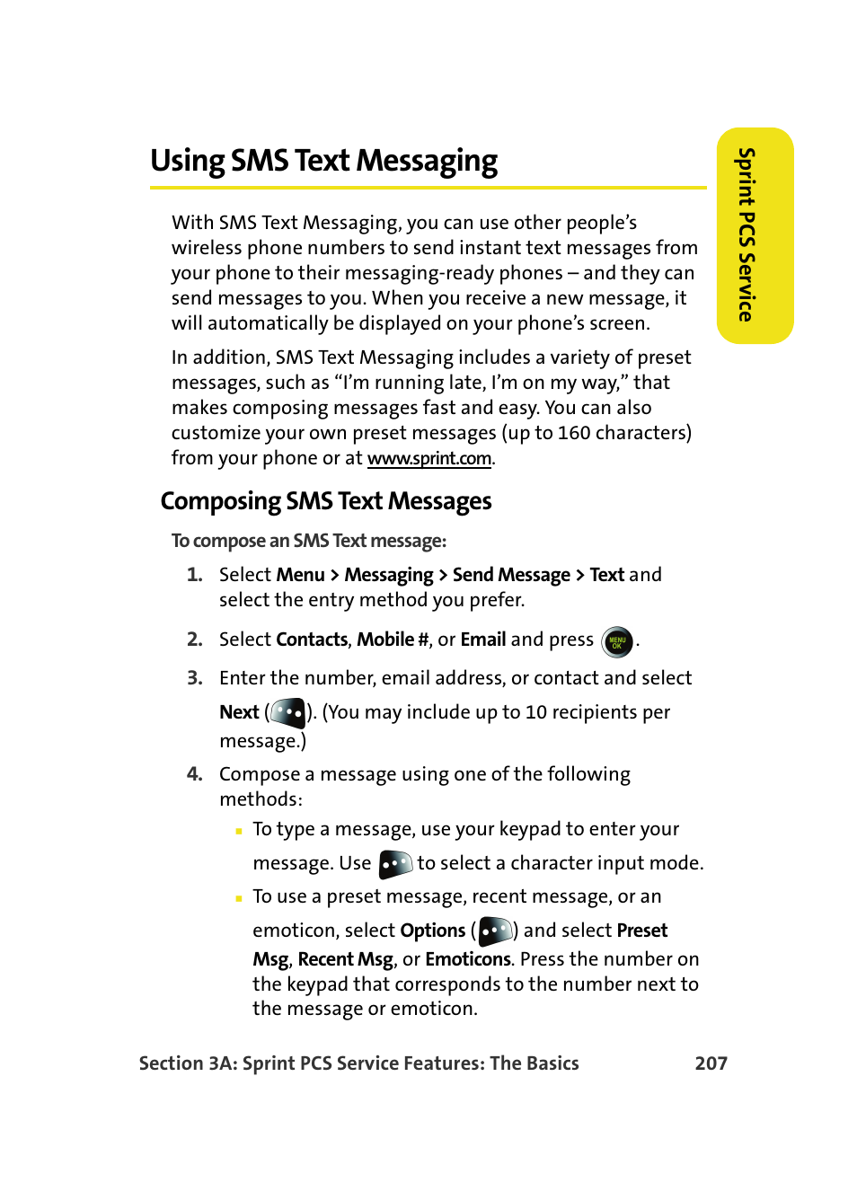 Using sms text messaging, Composing sms text messages | Samsung SPH-M610DAASPR User Manual | Page 233 / 272
