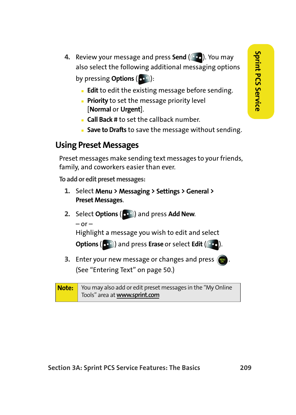 Using preset messages | Samsung SPH-M610DAASPR User Manual | Page 235 / 272