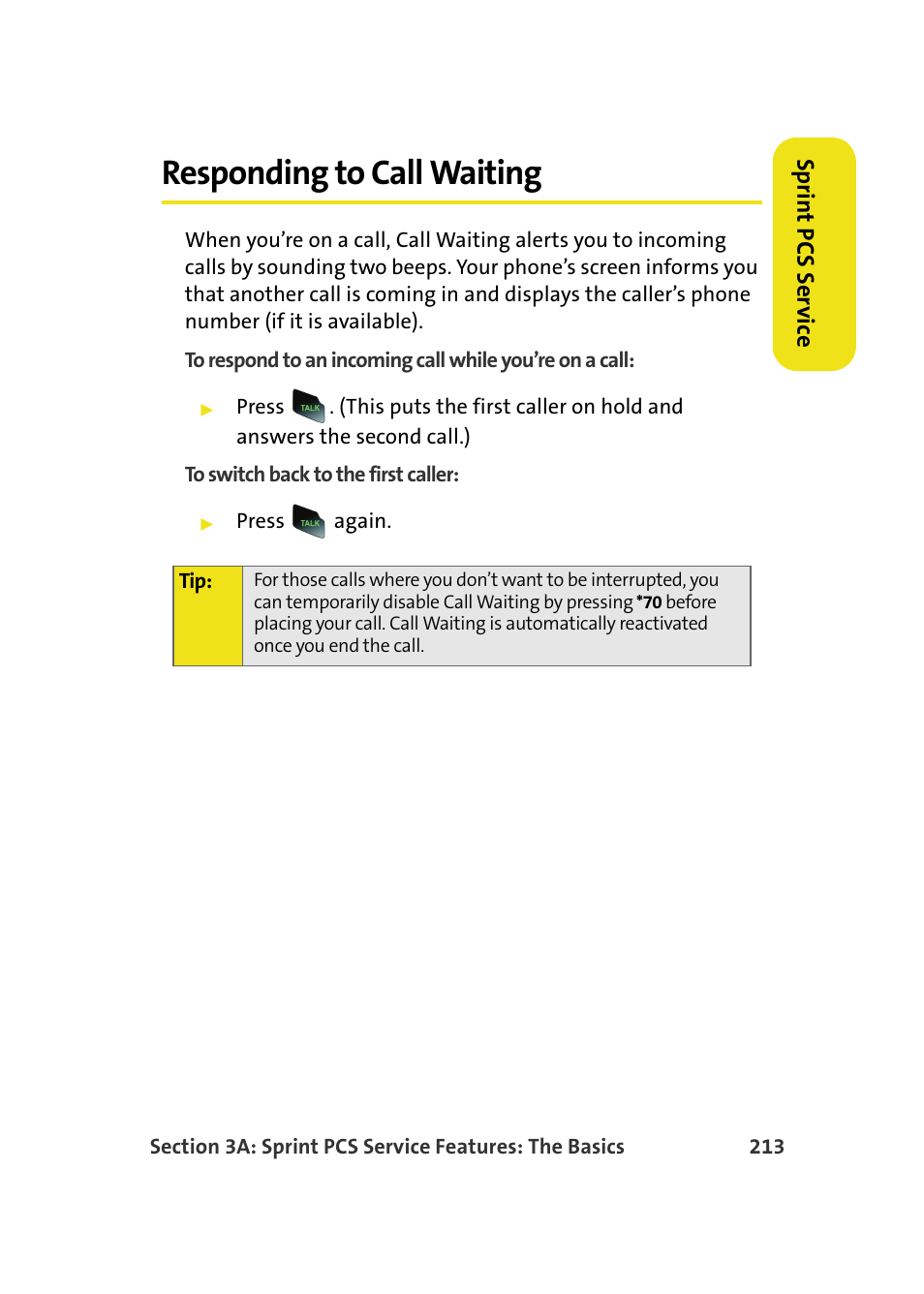 Responding to call waiting | Samsung SPH-M610DAASPR User Manual | Page 239 / 272
