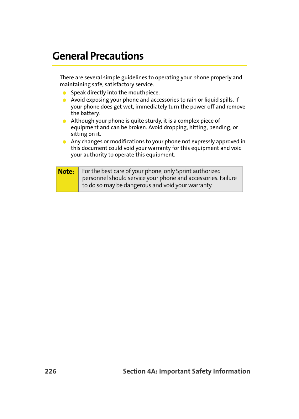 General precautions | Samsung SPH-M610DAASPR User Manual | Page 252 / 272