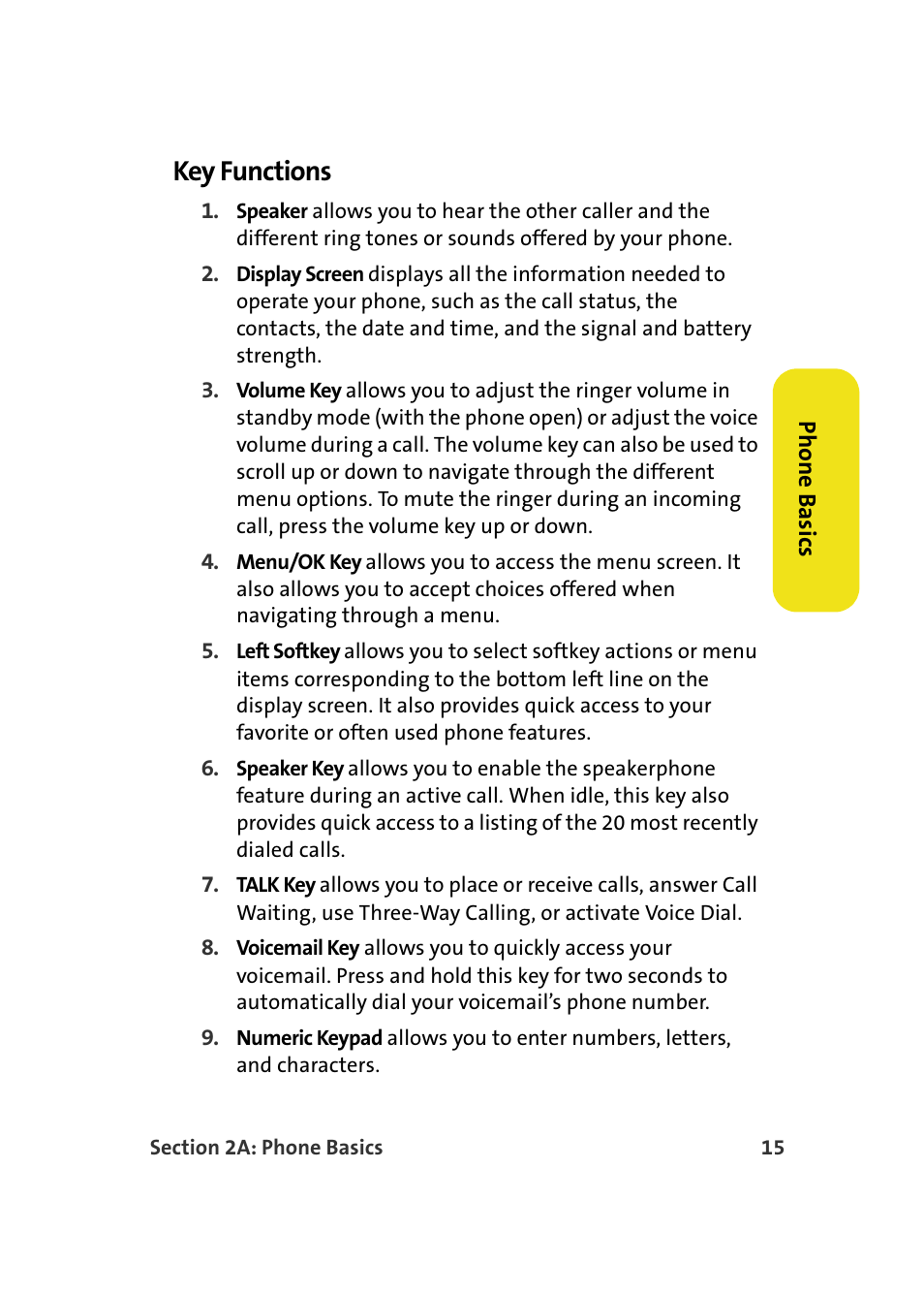 Key functions | Samsung SPH-M610DAASPR User Manual | Page 41 / 272