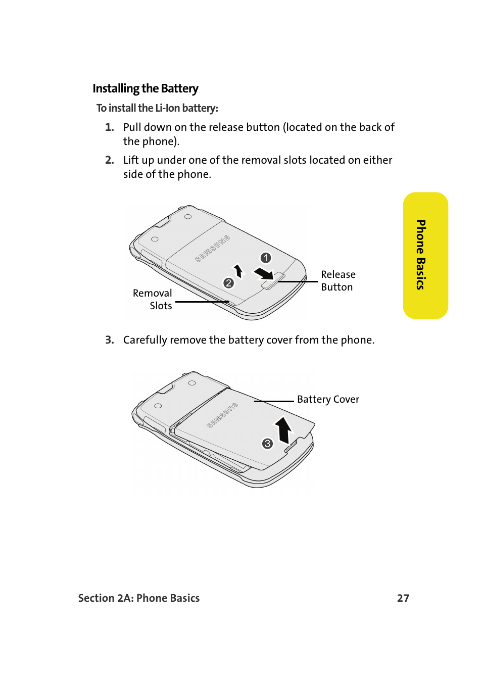 Installing the battery | Samsung SPH-M610DAASPR User Manual | Page 53 / 272